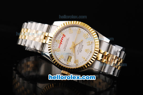 Rolex Datejust Automatic Movement Two Tone with Silver Dial and Numeral Markers - Click Image to Close